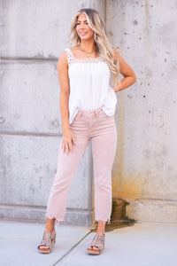 Coral 90s High Rise Crop Flare