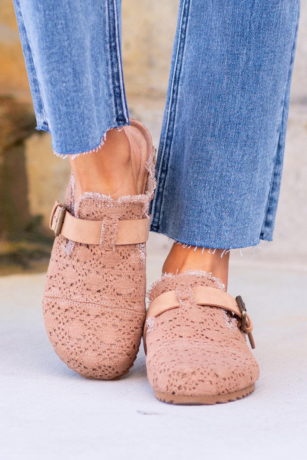 Very G Shoes Shilo Lace Slides Tan VGFL0031 American Blues