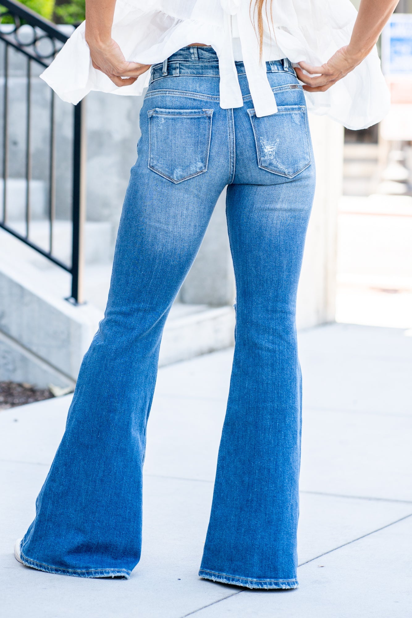 KanCan Jeans KanCan Comfort Stretch Flare, 33.5" Inseam* High Rise, 11" Front Rise* Medium Blue Wash 94% Cotton, 5% Polyester, 1% Spandex Fly: Zipper Style #: KC9282D Contact us for any additional measurements or sizing. *Measured on the smallest size, measurements may vary by size.