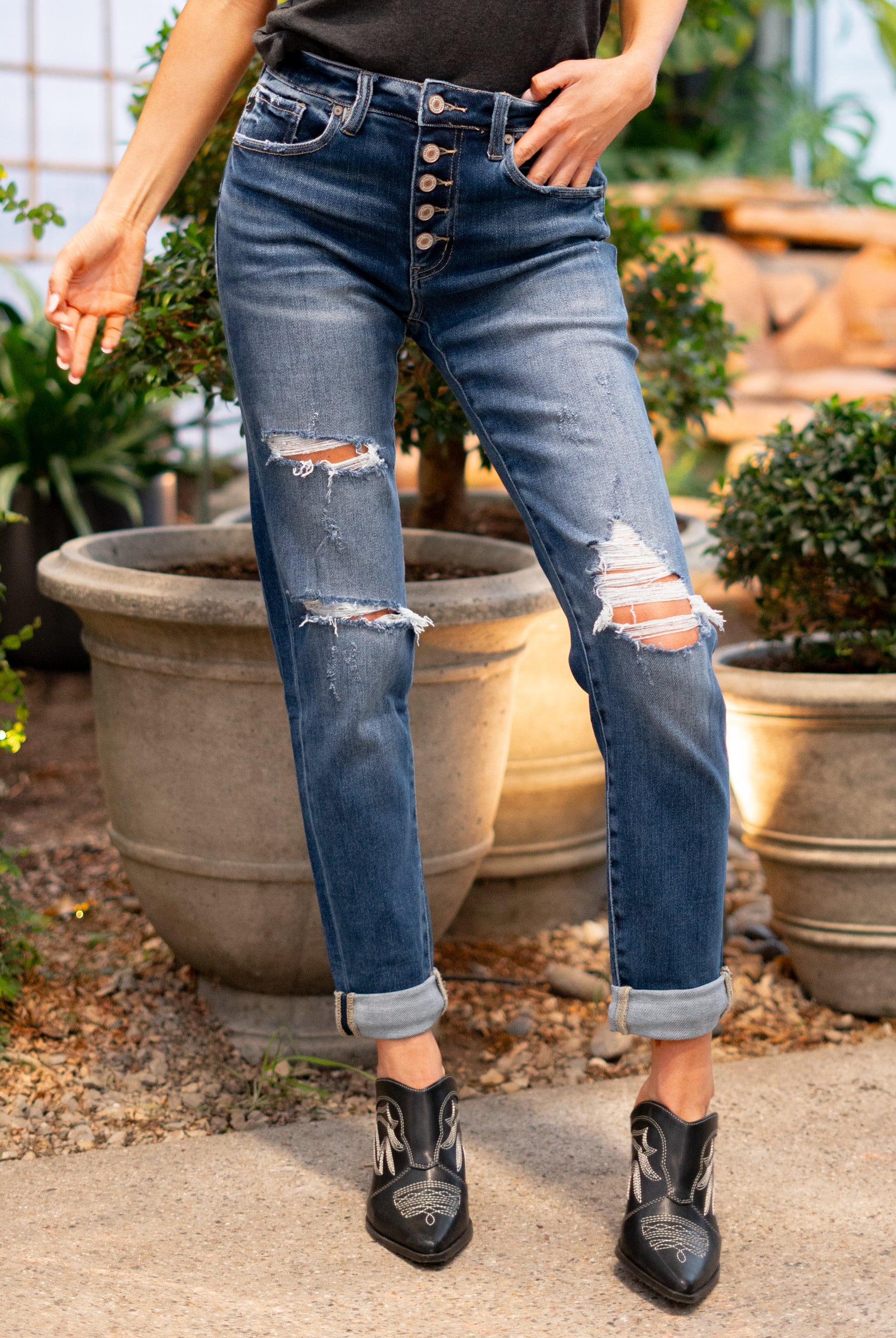 KanCan Jeans Eleanor High Rise Mom Fit American Blues Denim Boutique