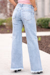 Firework Nights Mid Rise Button Fly Wide Leg Jeans