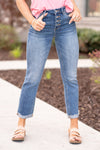 Lazy Afternoons Button Fly Cropped Bootcut Jeans