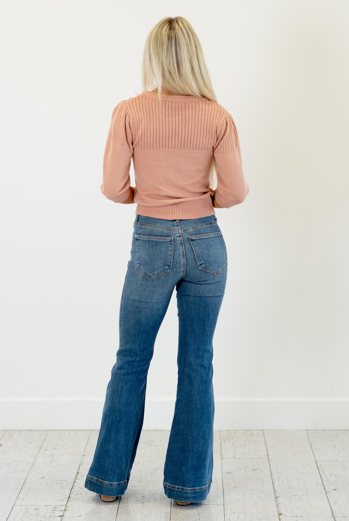 Judy Blue
High-rise tummy control, double-button waist, soft stretch flare—your new sculpting denim essential.
Color: Medium Blue
Cut: Flare, 10.75" Inseam*
Rise: High Rise, 33" Front Rise*
Material: 91% Cotton, 7% Polyester, 2% Spandex
Stitching: Classic
Fly: Zipper
Style #: Style # JB881018 | # 881018
*Measured on the smallest size, measurements may vary by size.
Contact us for any additional measurements or sizing.