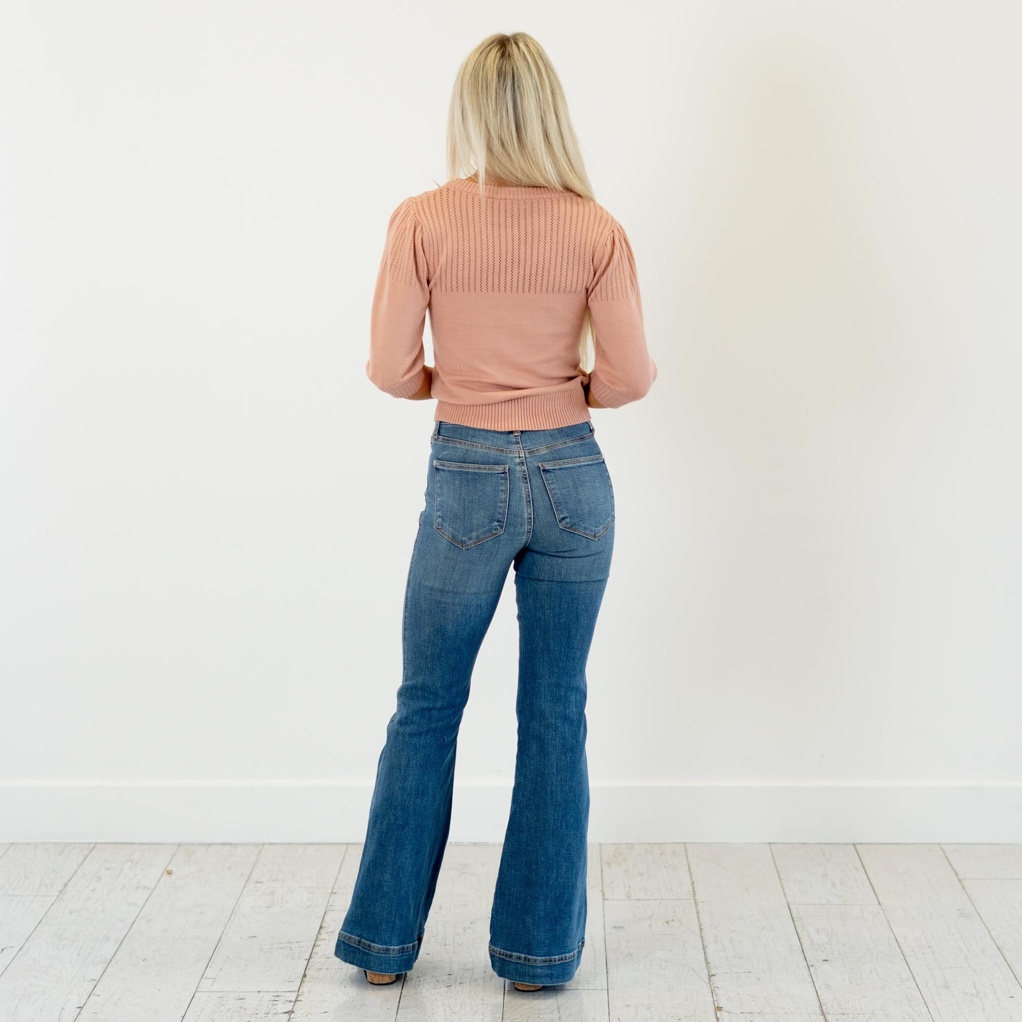 Judy Blue
High-rise tummy control, double-button waist, soft stretch flare—your new sculpting denim essential.
Color: Medium Blue
Cut: Flare, 10.75" Inseam*
Rise: High Rise, 33" Front Rise*
Material: 91% Cotton, 7% Polyester, 2% Spandex
Stitching: Classic
Fly: Zipper
Style #: Style # JB881018 | # 881018
*Measured on the smallest size, measurements may vary by size.
Contact us for any additional measurements or sizing.