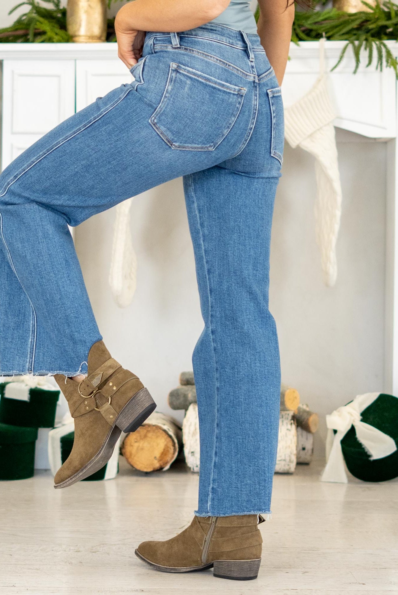 VERVET by Flying Monkey Jeans
Rediscover classic charm with the Treasure High Rise Vintage Flare Jeans. Crafted in a timeless medium blue wash, these jeans channel retro energy with a modern twist. The high-rise waist flatters your natural shape, while the vintage flare leg elongates your silhouette for a look that’s effortlessly chic.
Made from comfort stretch denim, the Treasure hugs your curves in all the right places without compromising on movement. The raw hem gives it that perfectly lived-i