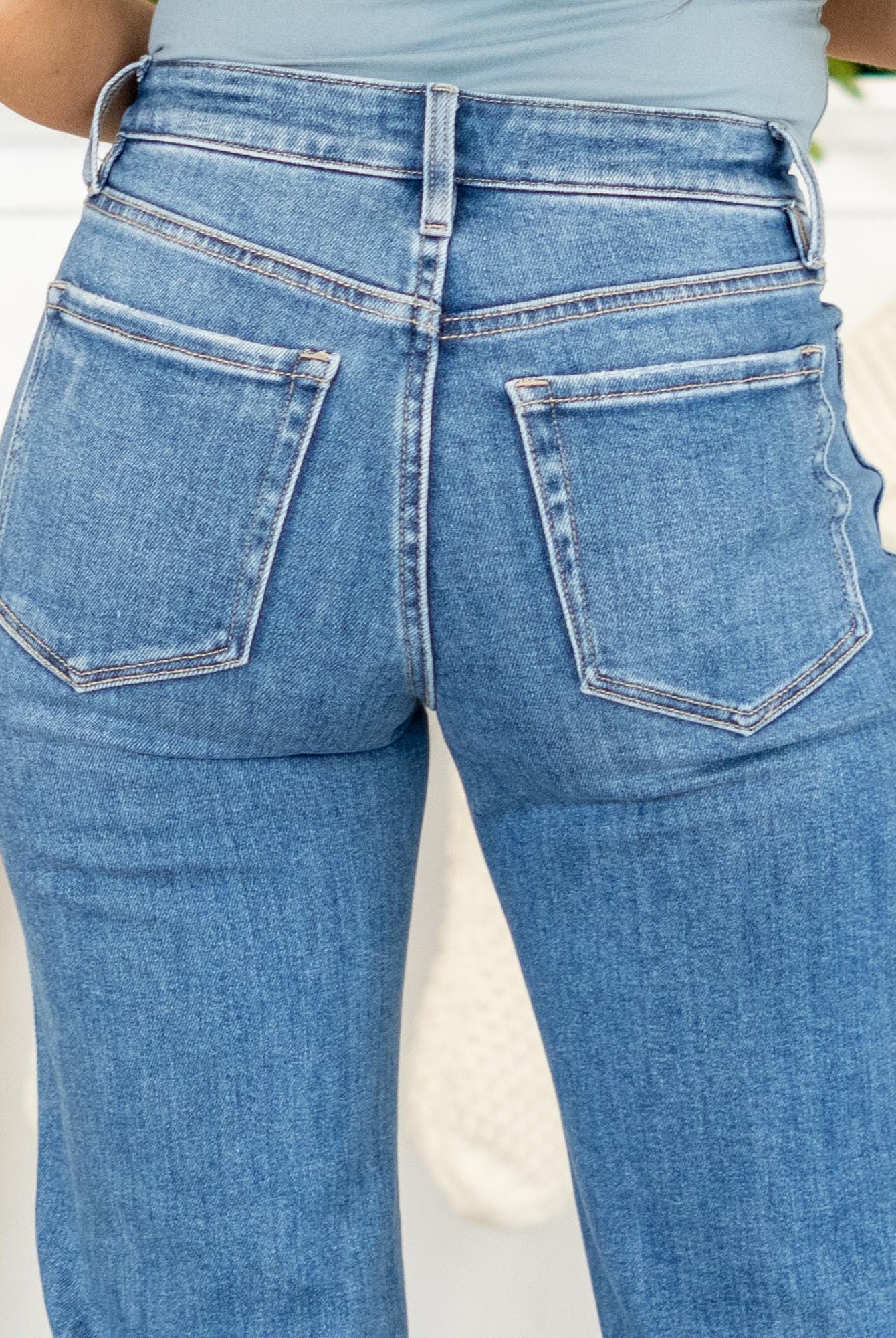 VERVET by Flying Monkey Jeans
Rediscover classic charm with the Treasure High Rise Vintage Flare Jeans. Crafted in a timeless medium blue wash, these jeans channel retro energy with a modern twist. The high-rise waist flatters your natural shape, while the vintage flare leg elongates your silhouette for a look that’s effortlessly chic.
Made from comfort stretch denim, the Treasure hugs your curves in all the right places without compromising on movement. The raw hem gives it that perfectly lived-i