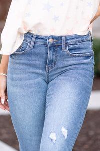 Haylie Mid Rise Frayed Hem Jeans