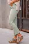 Mint Mid Rise Crop Straight Jeans