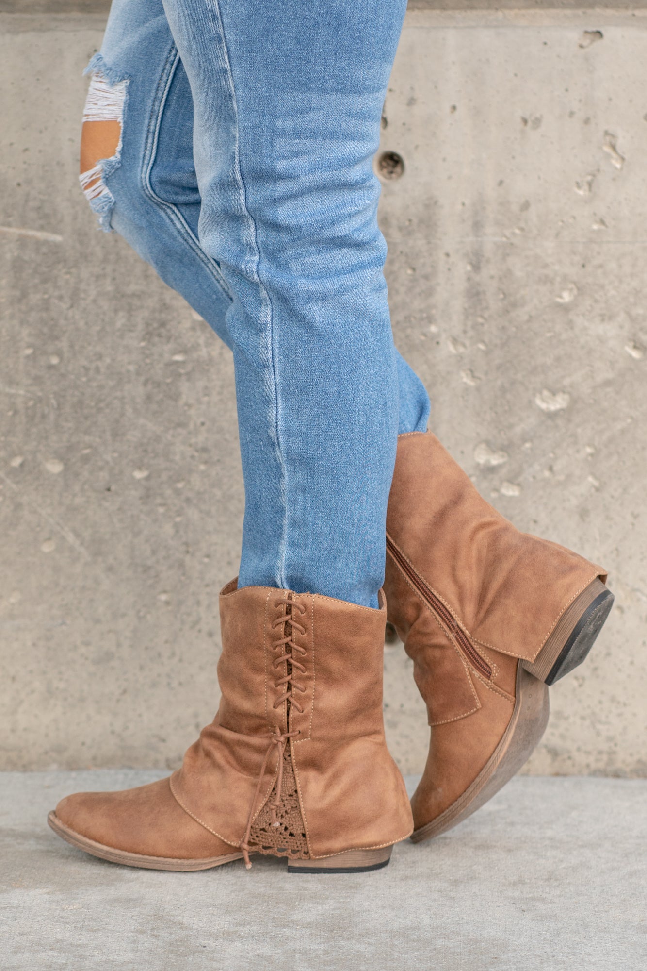 Booties | Very G These booties from Very G are perfect to wear with your favorite jeans this fall. Style Name: Sassy Color: Tan Cut: Zip Up Side Rubber Sole Style #: VGLB0339-Tan Contact us for any additional measurements or sizing.