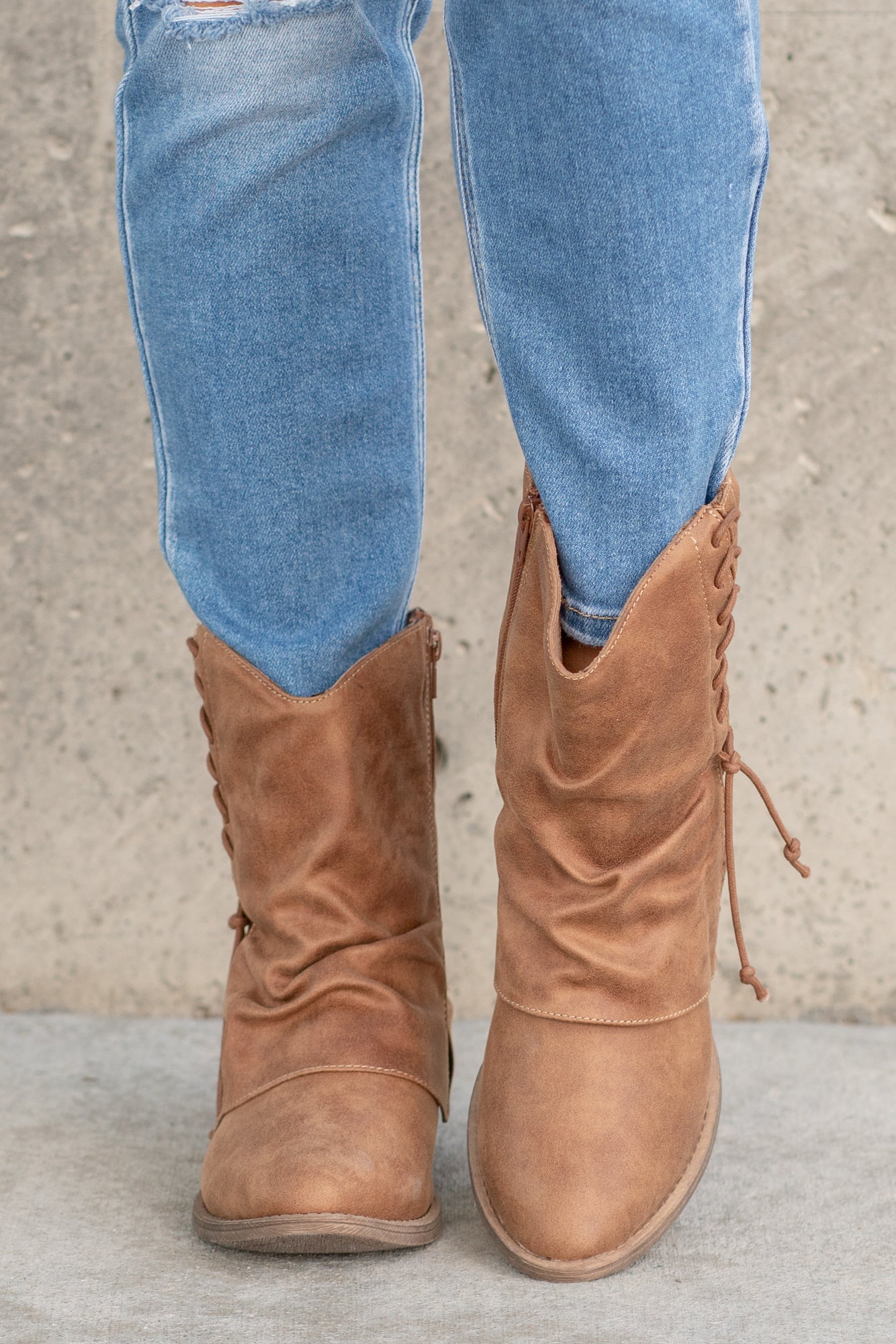 Booties | Very G These booties from Very G are perfect to wear with your favorite jeans this fall. Style Name: Sassy Color: Tan Cut: Zip Up Side Rubber Sole Style #: VGLB0339-Tan Contact us for any additional measurements or sizing.