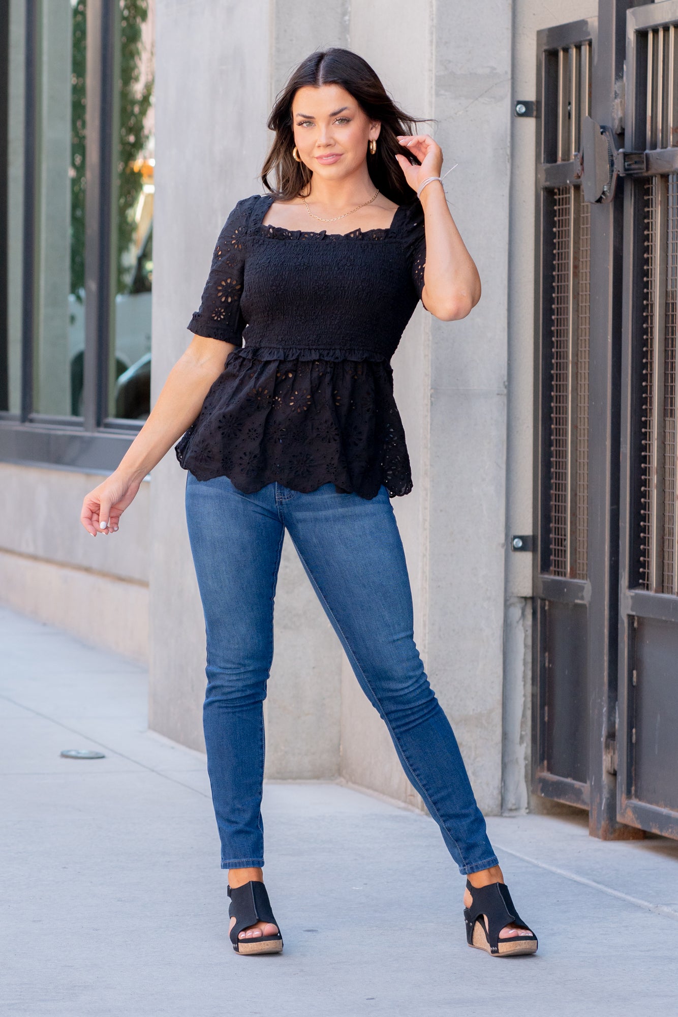 BiBi Color: Black Neckline: Square Neck Sleeve: Midi Length Style #: IP7291 Contact us for any additional measurements or sizing.