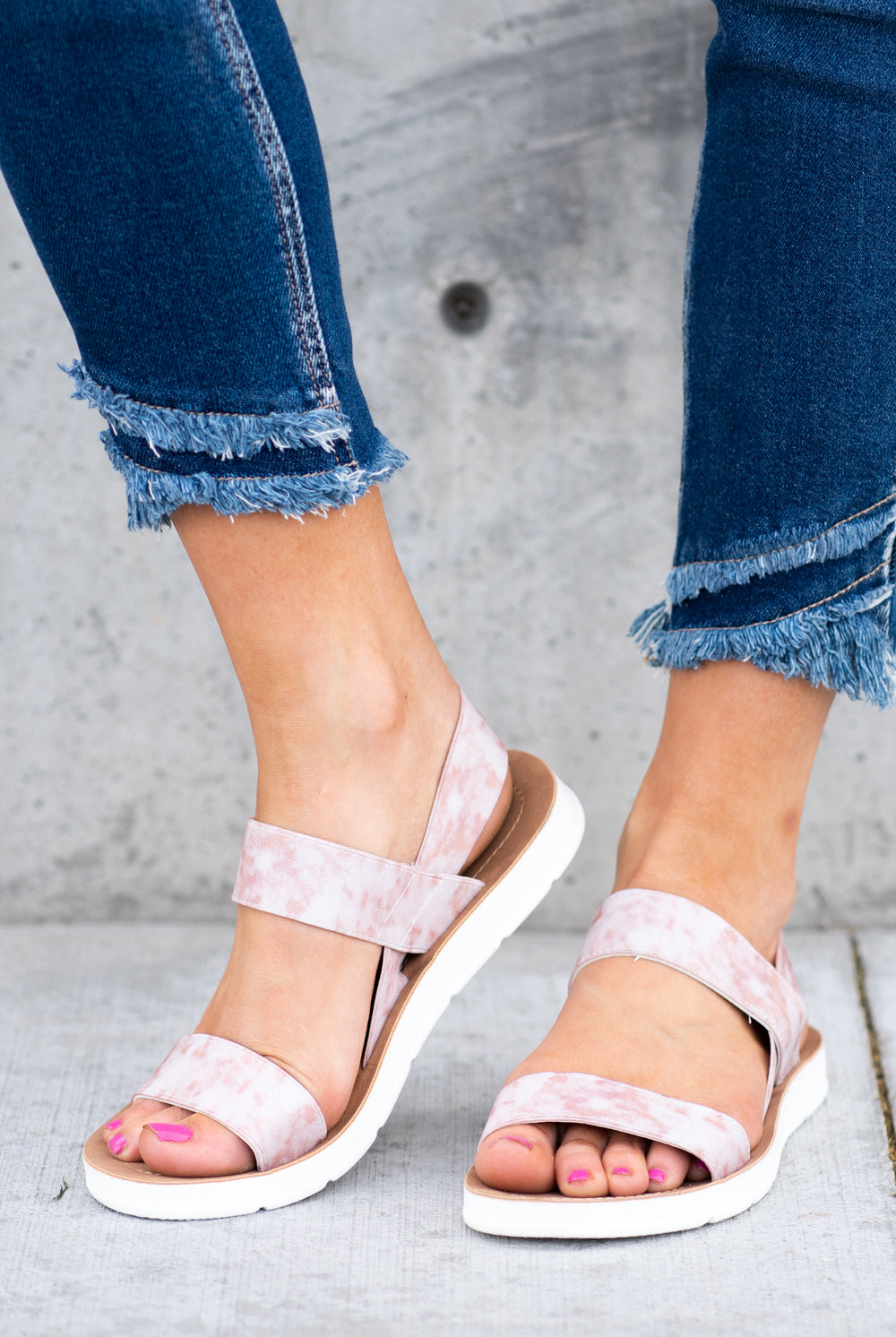 Strappy Sandal by Very G These iconic boutique sandals from Very G are must have! Wear all spring/summer to add a little sass to your wardrobe. Style Name: Ella Color: Blush Pink Cushioned foot bed Durable textured outsole Style #: VGSA0139 Contact us for any additional measurements or sizing.