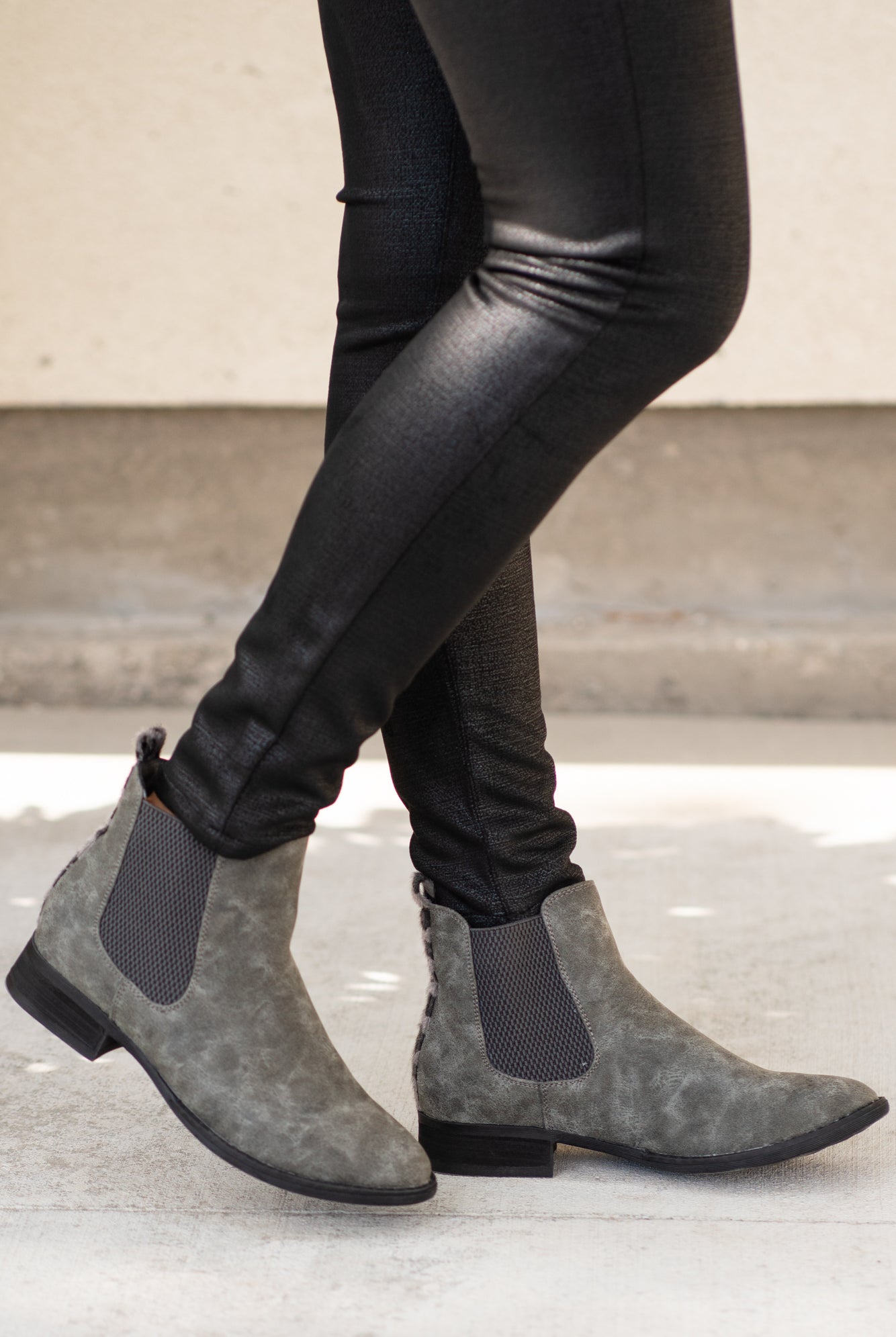Booties | Very G These booties from Very G are perfect to wear with your favorite jeans this is fall. Style Name: Blake Color: Grey Cut: Silp On Bootie Rubber Sole Style #: VGLB0136-Grey Contact us for any additional measurements or sizing.