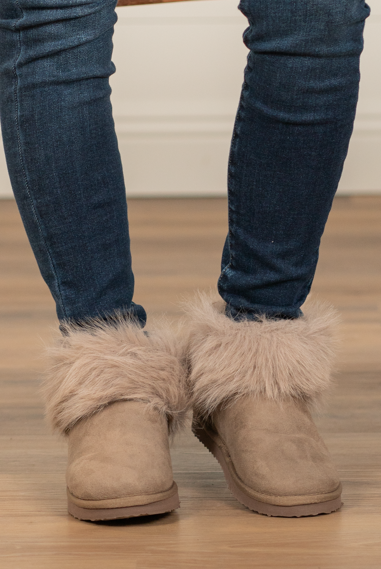 Booties | Very G These boots from Very G are perfect to wear all winter your favorite jeans. Style Name: Frost Color: Black Cut: Slip-On Rubber Sole Style #: VGLB0305-Taupe Contact us for any additional measurements or sizing.