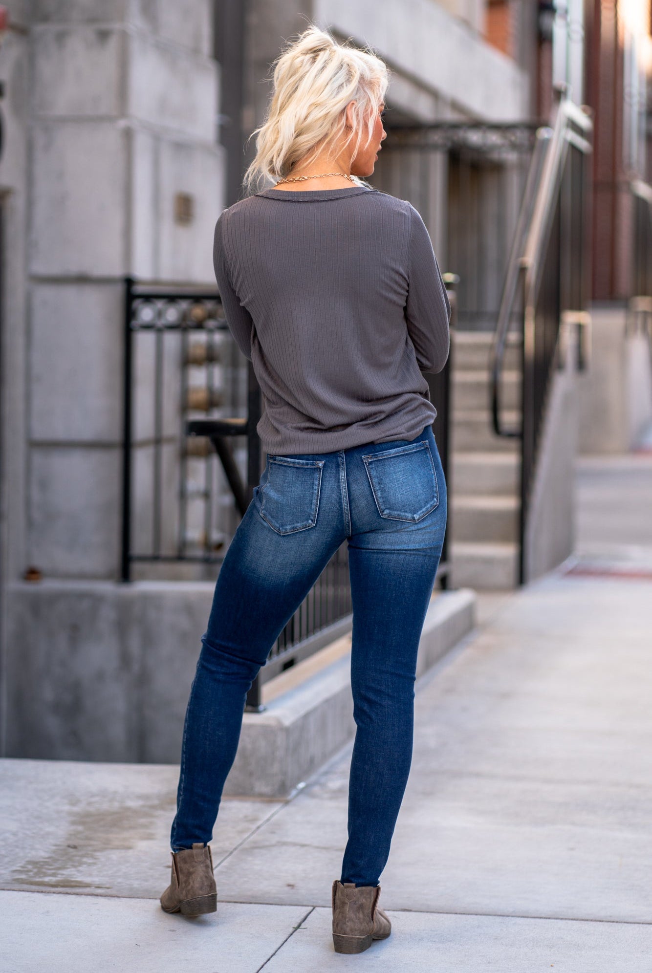 KanCan Jeans Color: Dark Wash Skinny, 29" Inseam* High Rise, 10" Front Rise* Frayed Hem Ankle with Ripped Distress 53.2% COTTON, 41.6% RAYON, 3.9% POLYESTER, 1.3% SPANDEX Fly: Zipper with Double Button Style #: KC7361D Contact us for any additional measurements or sizing. *Measured on the smallest size, measurements may vary by size.