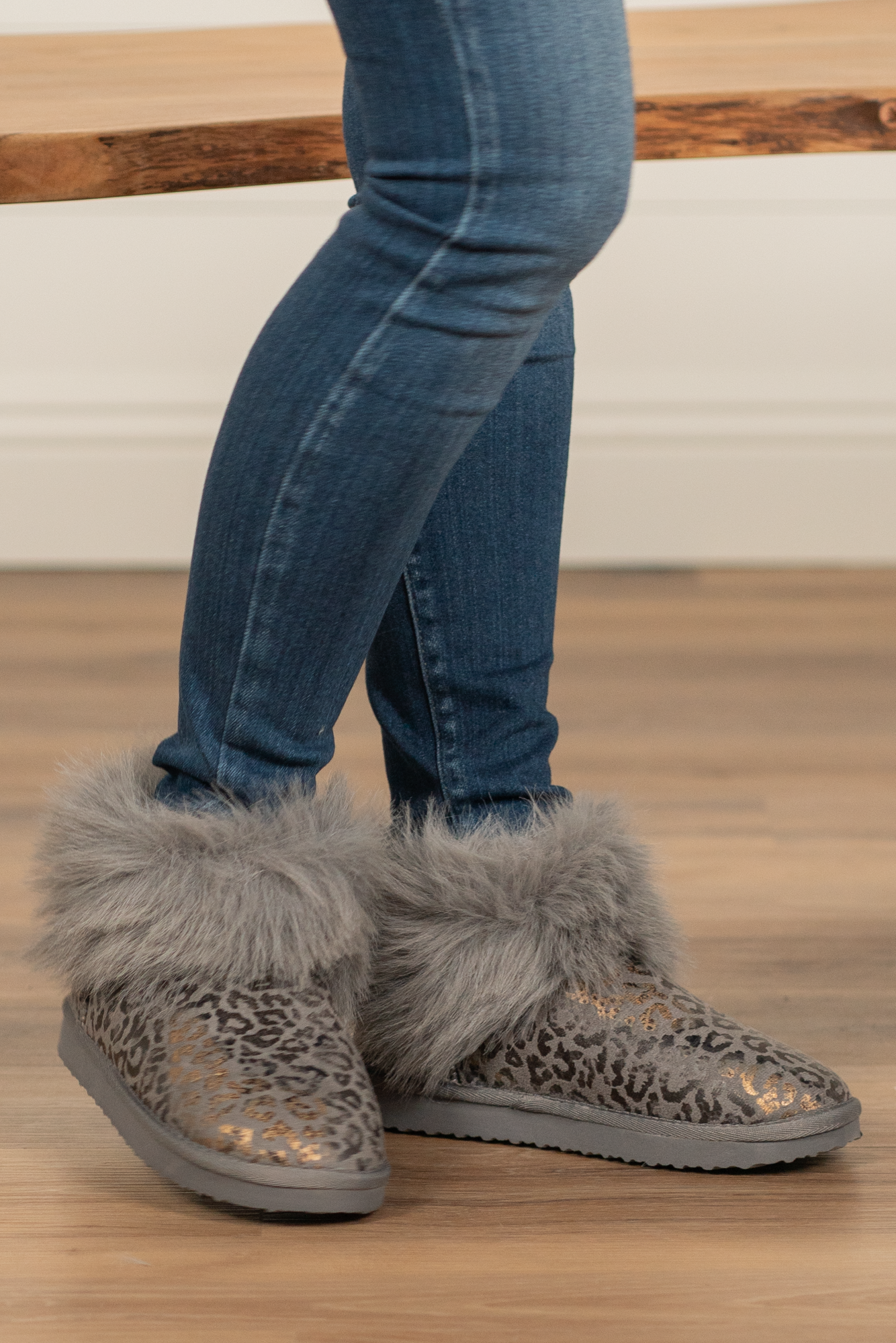 Booties | Very G These boots from Very G are perfect to wear all winter your favorite jeans. Style Name: Frost Color: Black Cut: Slip-On Rubber Sole Style #: VGLB0305-GreyLeopard Contact us for any additional measurements or sizing.