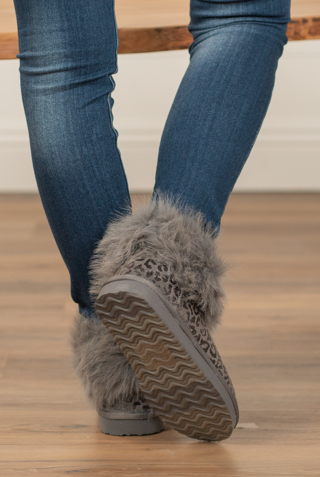 Booties | Very G These boots from Very G are perfect to wear all winter your favorite jeans. Style Name: Frost Color: Black Cut: Slip-On Rubber Sole Style #: VGLB0305-GreyLeopard Contact us for any additional measurements or sizing.