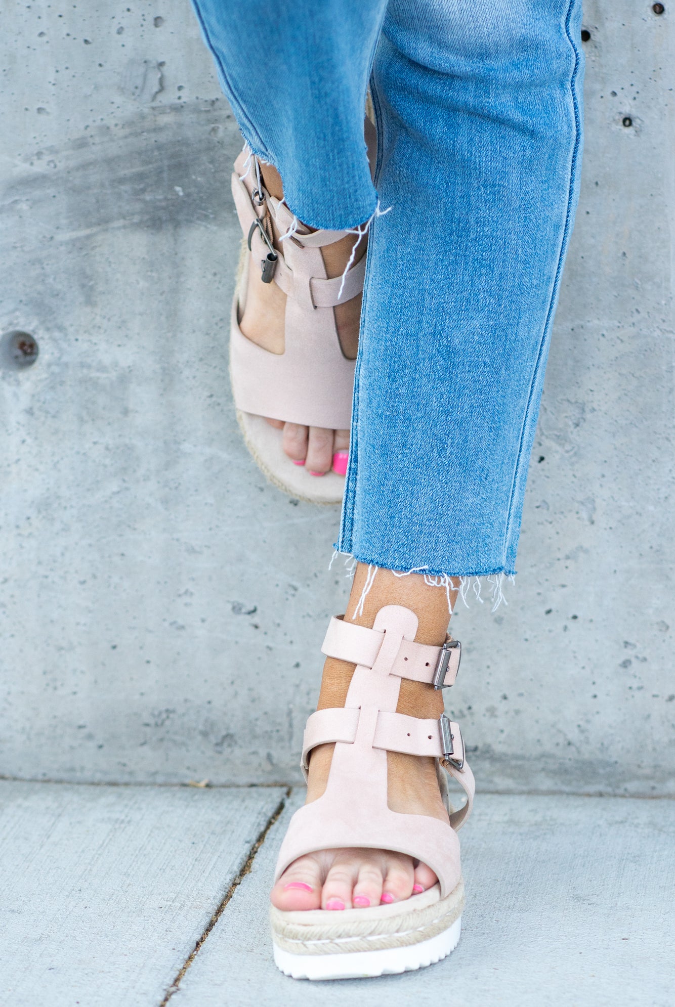 Wedge Sandal by Very G These iconic boutique platform sandals from Very G are must-have! Wear all spring/summer to add a little sass to your wardrobe. Style Name: Cassius Color: Nude Cushioned Footbed, Memory Foam Durable Textured Outsole Style #: VGSA0146-Nude Contact us for any additional measurements or sizing.