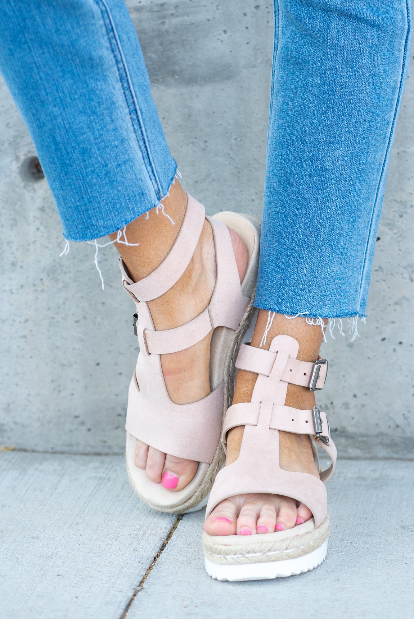 Wedge Sandal by Very G These iconic boutique platform sandals from Very G are must-have! Wear all spring/summer to add a little sass to your wardrobe. Style Name: Cassius Color: Nude Cushioned Footbed, Memory Foam Durable Textured Outsole Style #: VGSA0146-Nude Contact us for any additional measurements or sizing.