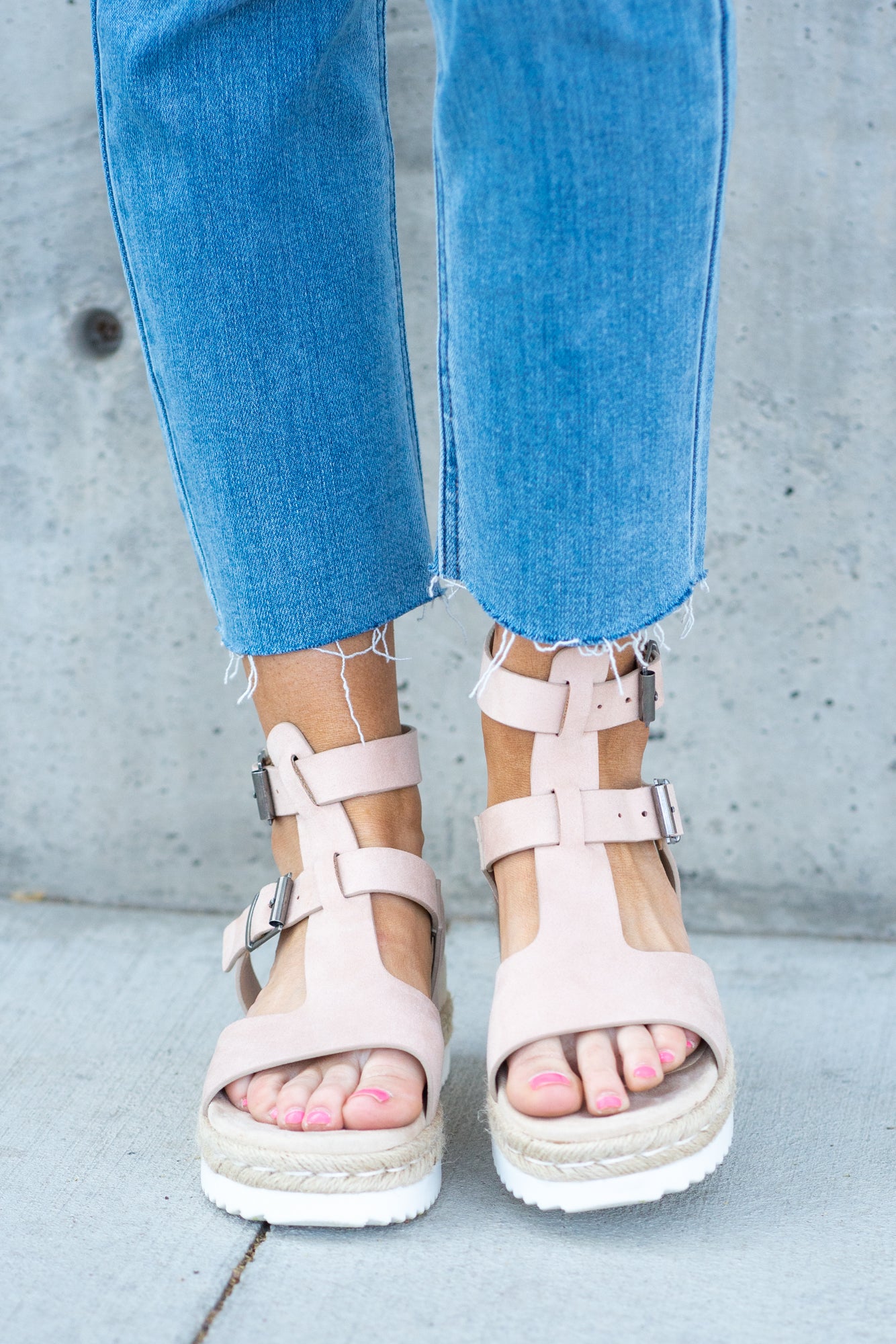 Wedge Sandal by Very G These iconic boutique platform sandals from Very G are must-have! Wear all spring/summer to add a little sass to your wardrobe. Style Name: Cassius Color: Nude Cushioned Footbed, Memory Foam Durable Textured Outsole Style #: VGSA0146-Nude Contact us for any additional measurements or sizing.