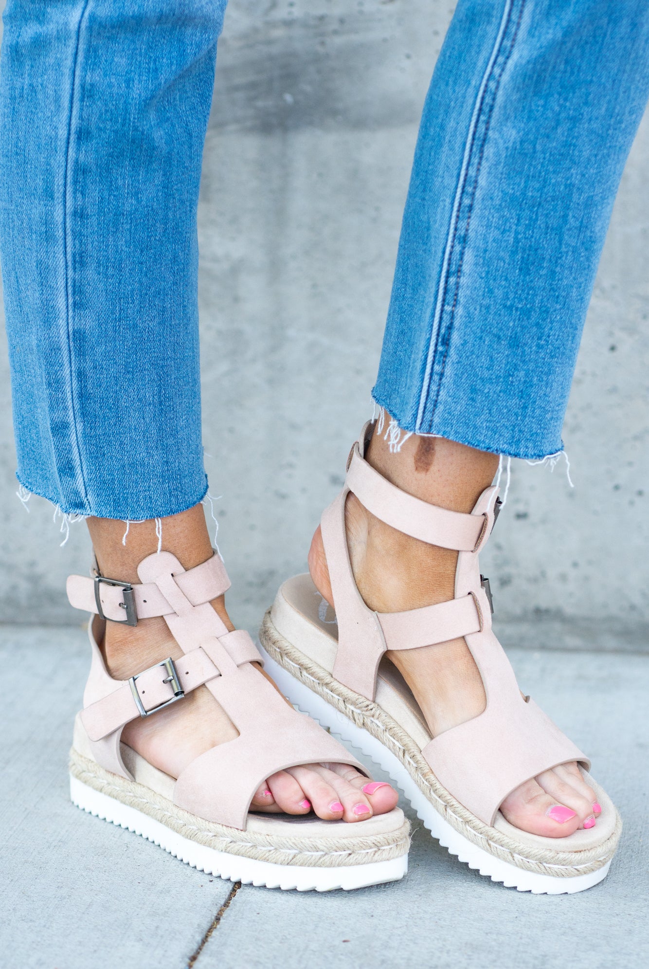 Wedge Sandal by Very G These iconic boutique platform sandals from Very G are must-have! Wear all spring/summer to add a little sass to your wardrobe. Style Name: Cassius Color: Nude Cushioned Footbed, Memory Foam Durable Textured Outsole Style #: VGSA0146-Nude Contact us for any additional measurements or sizing.