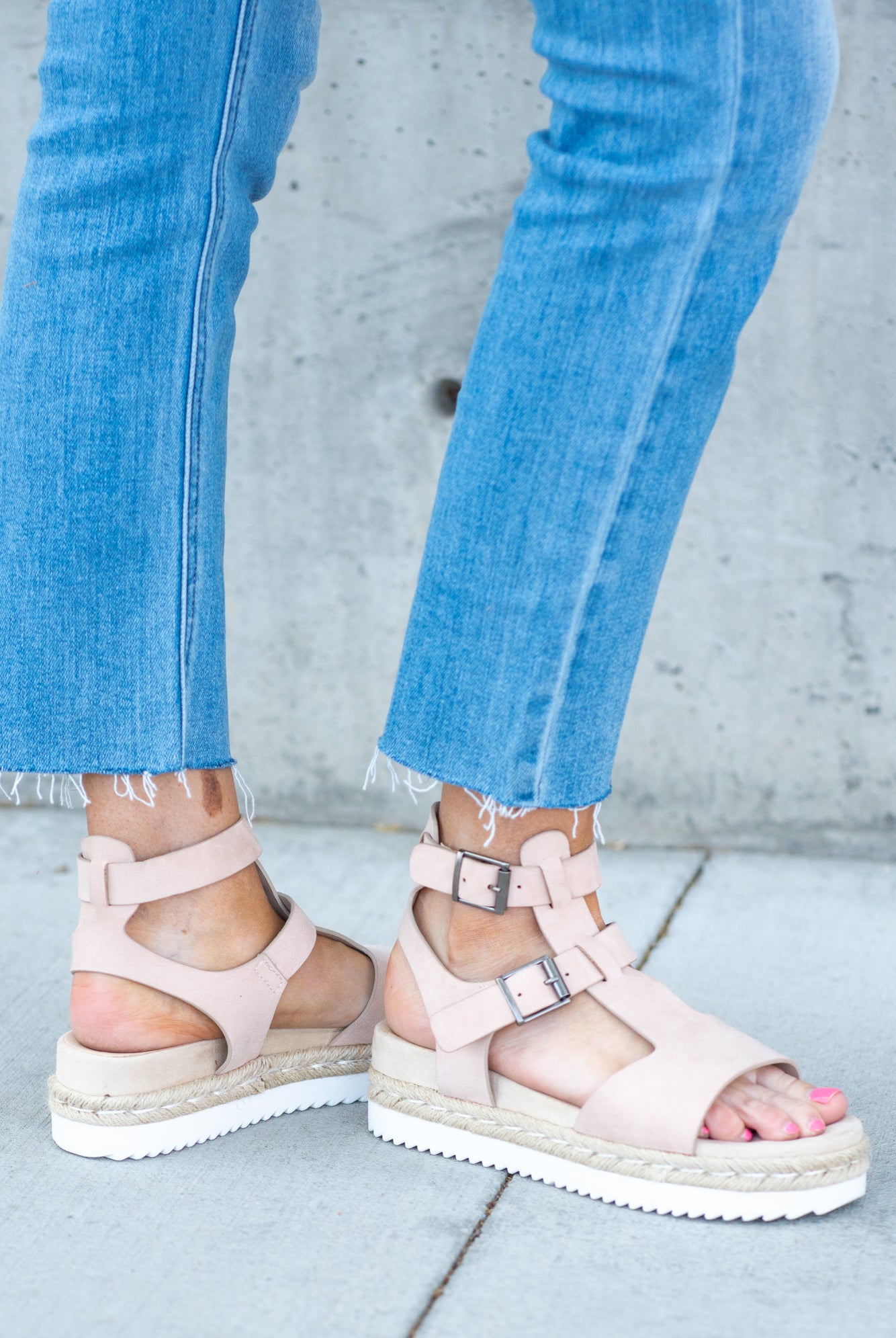 Wedge Sandal by Very G These iconic boutique platform sandals from Very G are must-have! Wear all spring/summer to add a little sass to your wardrobe. Style Name: Cassius Color: Nude Cushioned Footbed, Memory Foam Durable Textured Outsole Style #: VGSA0146-Nude Contact us for any additional measurements or sizing.