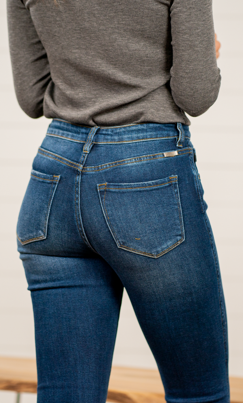 KanCan Jeans KanCan Stretchy Flare, 32" Inseam* High Rise, 10.5" Front Rise* Dark Blue Wash 94% COTTON, 4% T-400, 2% SPANDEX Fly: Zipper Style #: KC3021D Contact us for any additional measurements or sizing. *Measured on the smallest size, measurements may vary by size.