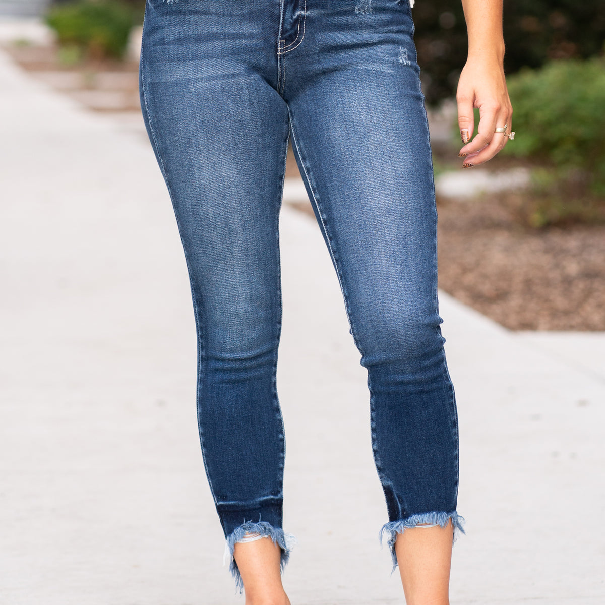 Kancan High Rise Frayed Ankle Skinny Jeans main image 1