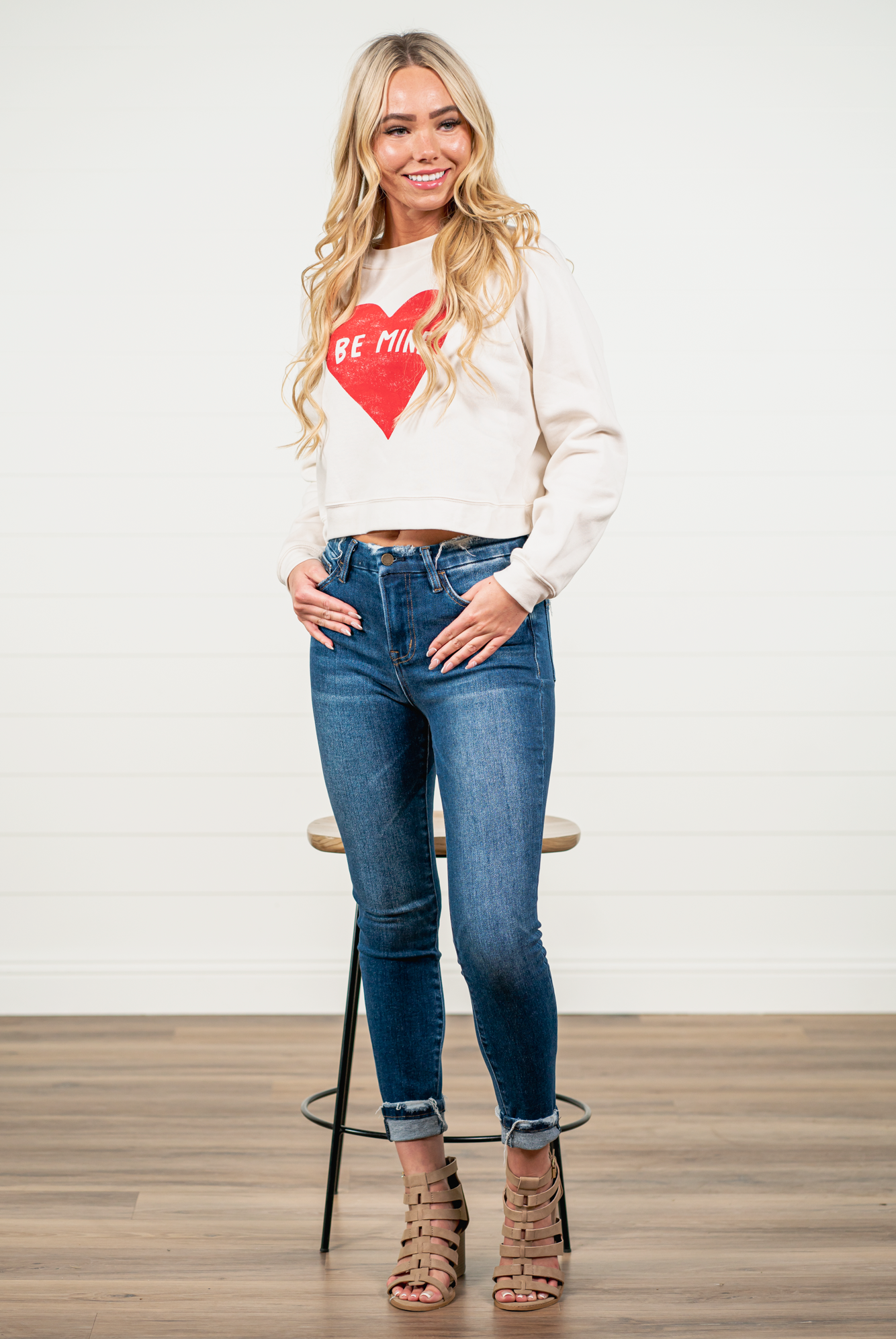 Be Mine by Oat Collective   Graphic Fleece Pullover Relaxed Fit Crop   Color: Vintage White Neckline: Round  Sleeve: Raglan Long Sleeve Spun from plush sponge fleece fabric Ribbed Cuffed Wrist Bands Oversized Pull Over Style #: OT2112L686 Contact us for any additional measurements or sizing.    