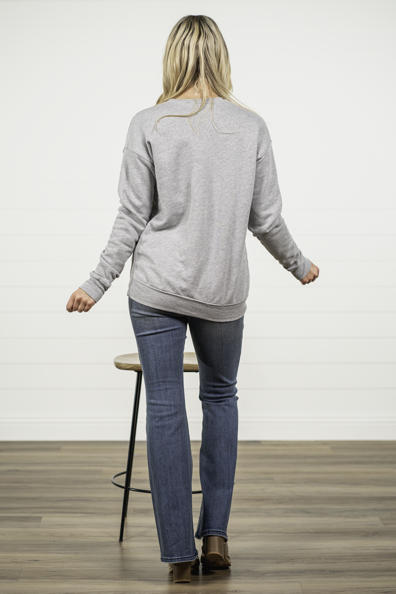Blessed by Oat Collective   Graphic Fleece Pullover Sweater  Color: Heather Grey Neckline: Round  Sleeve: Long Sleeve Spun from plush sponge fleece fabric Ribbed Cuffed Wrist Bands Oversized Pull Over Style #: OT2112L711 Contact us for any additional measurements or sizing.  