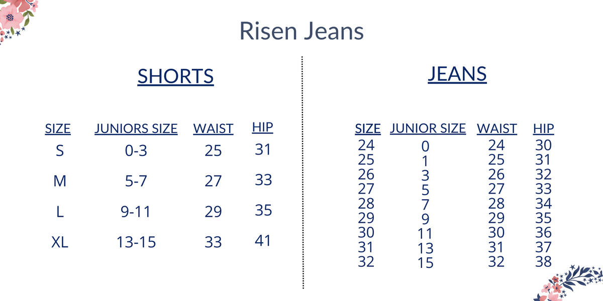 Risen Size Guide American Blues