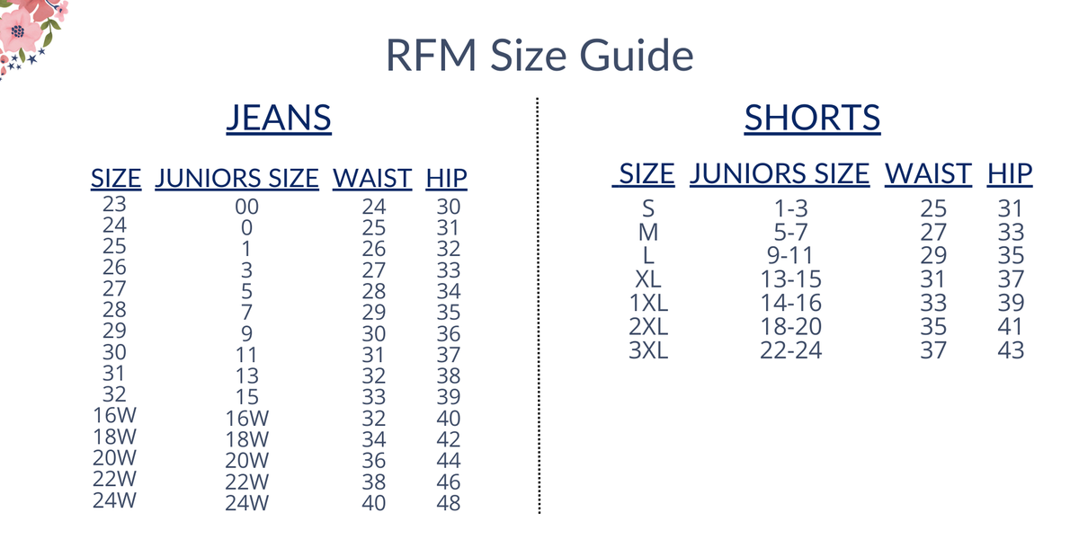 RFM Jeans Size Guide – American Blues