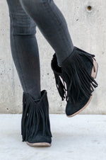 Trippier Fringe Ankle Boots - Black
