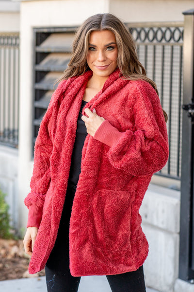 Hem & Thread | Sherpa Zipper Jacket L2394-Red – American Blues