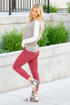 Wine Mid Rise Cropped Skinny