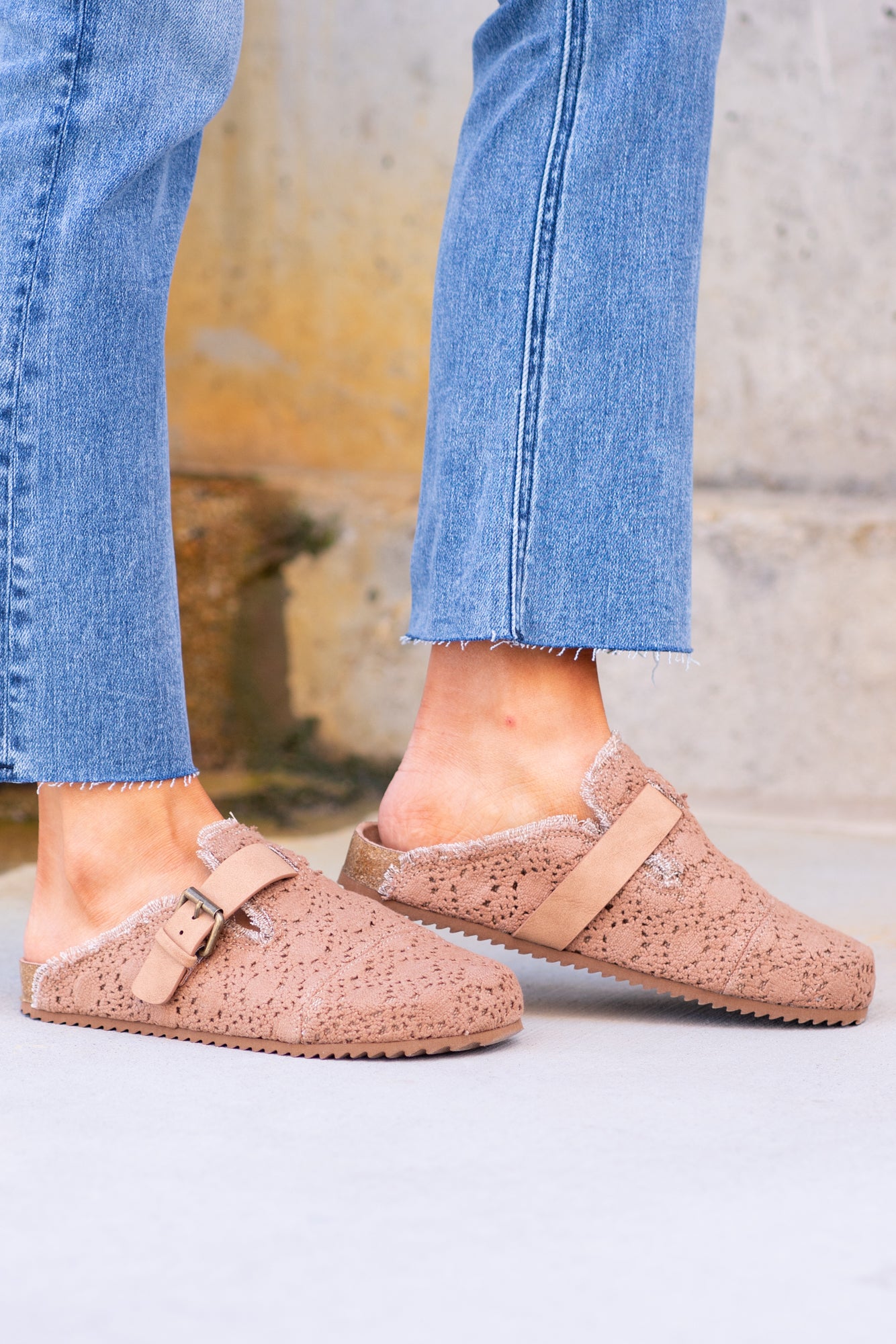 Very G Shoes Shilo Lace Slides Tan VGFL0031 American Blues