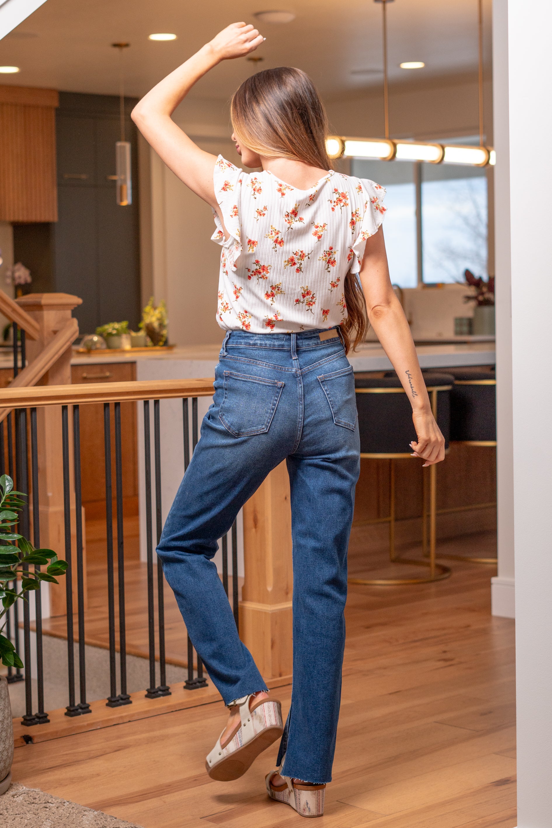 American Blues Denim Boutique Cello Jeans Down For Fun Slit Hem High Rise Straight