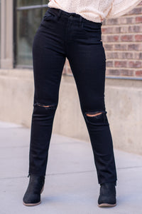 Black High Rise Cropped Straight