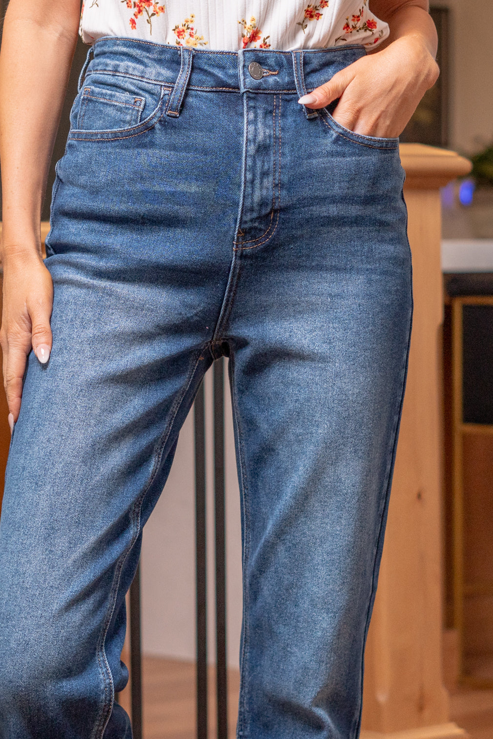 American Blues Denim Boutique Cello Jeans Down For Fun Slit Hem High Rise Straight