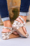 Justice Wedge Sandals - Tan Cow