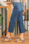 Albany High Rise Distressed Cropped Wide Leg