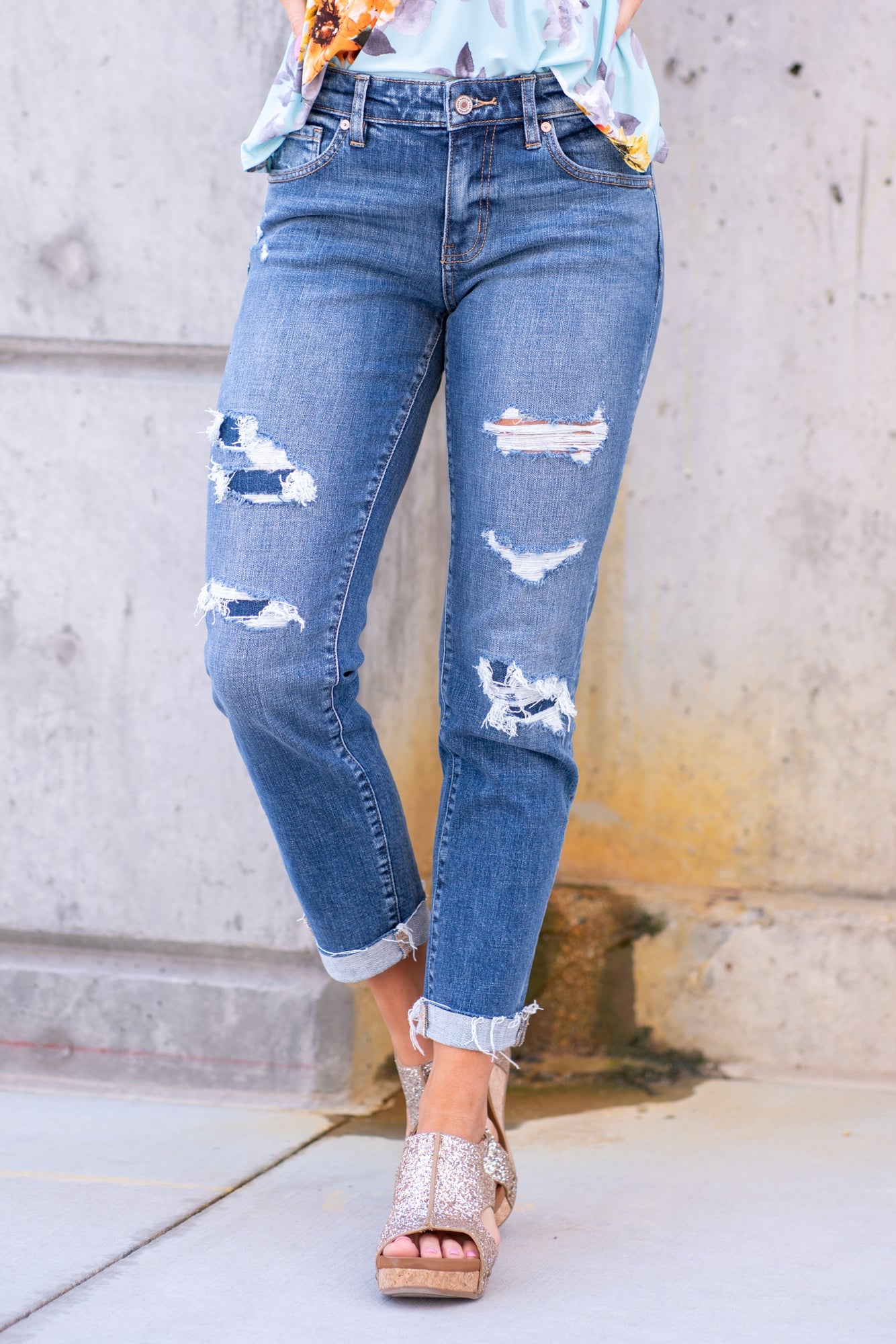 KanCan Jeans Plus Size Madison Mid Rise Denim Patch Boyfriend – American  Blues
