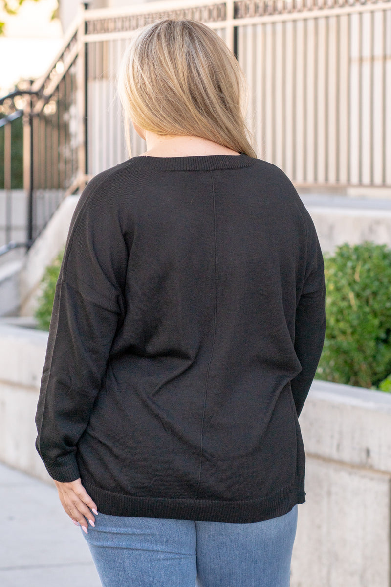 Plus Size Anna Shoulder Sweater - Black