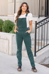 Teal Garment Dyed High Rise Double Cuffed Overalls - Reg & Plus