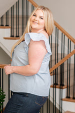 Plus Size Button Up Top - Light Chambray