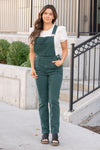 Teal Garment Dyed High Rise Double Cuffed Overalls - Reg & Plus