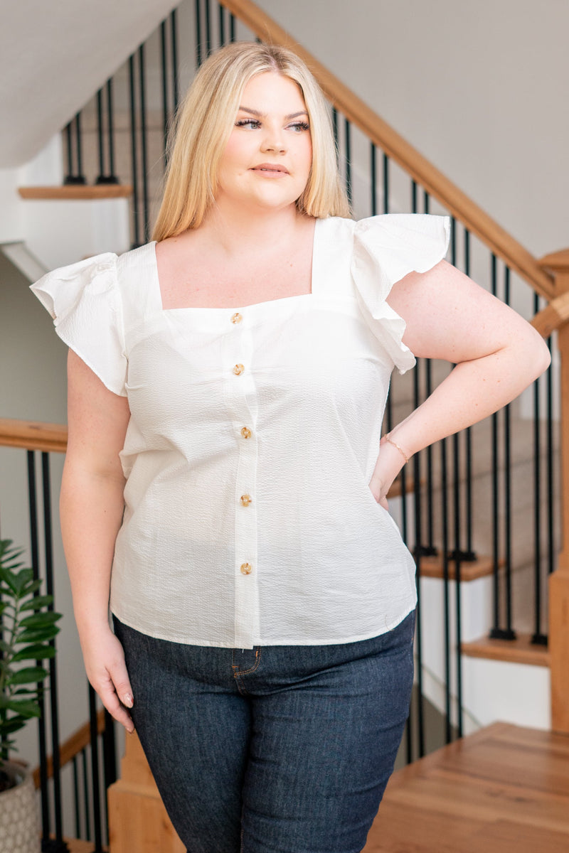 Plus Size Button Up Top - White