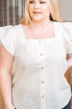Plus Size Button Up Top - White
