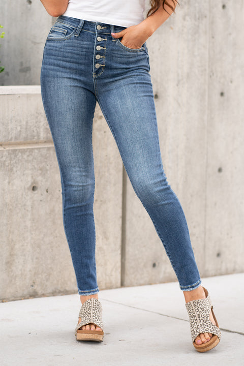 Ladies Jeans Women's High Rise Button Fly Jeans Women Slim