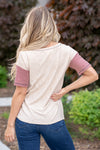 Colorblock Henley Top - Taupe